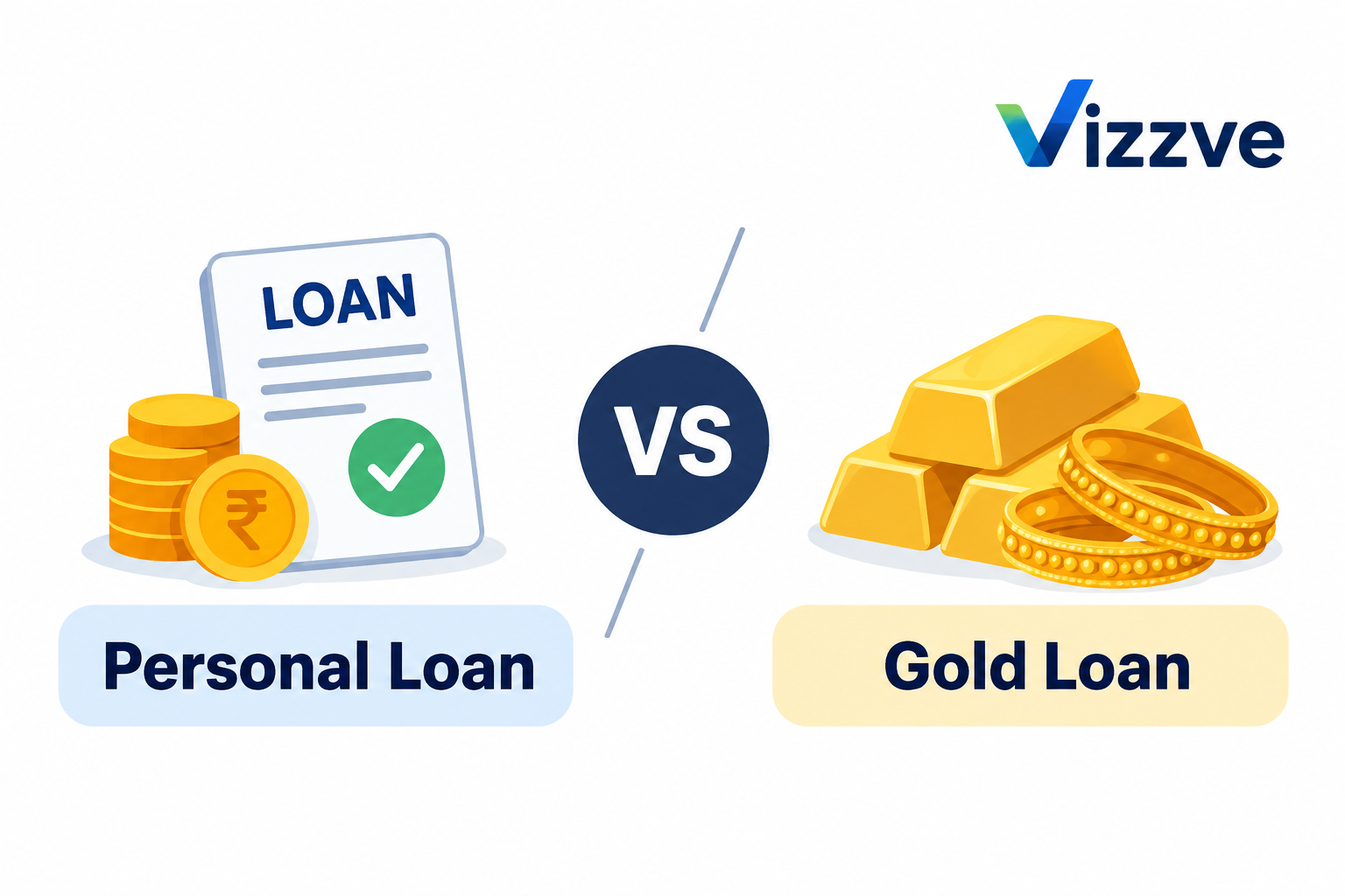 Personal Loan vs Gold Loan – Compare interest rates, eligibility, repayment terms, and benefits | Vizzve